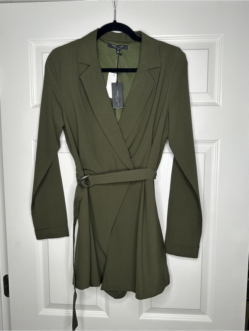 NWT Romeo + Juliet Couture Olive Green Blazer Romper Size M